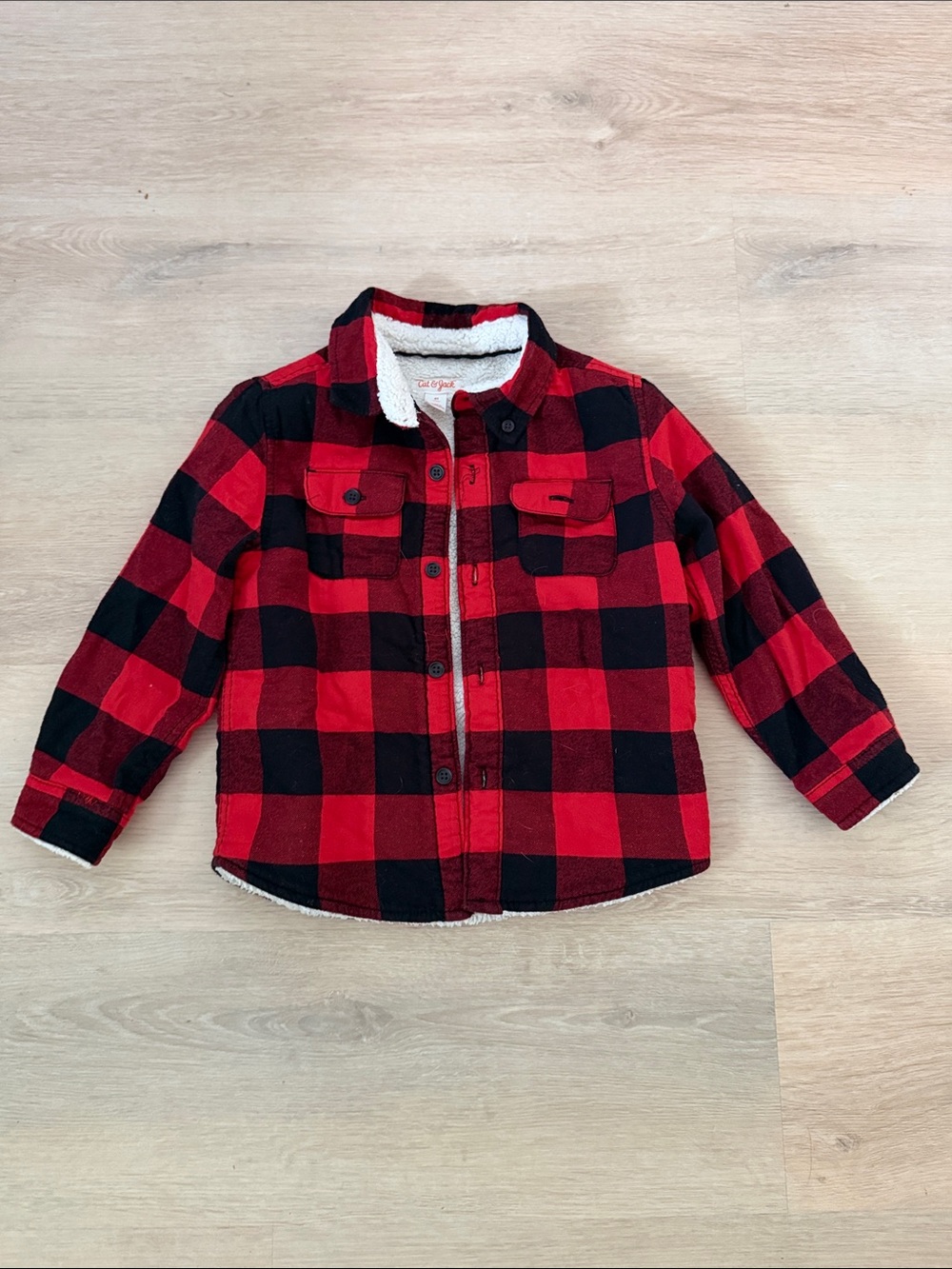 Cat & Jack Buffalo Plaid Sherpa-Lined Shirt Jacket